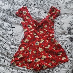 NWT Cute red F21 romper with floral design